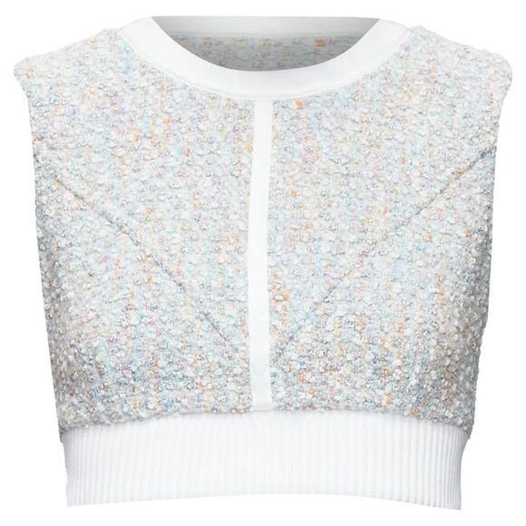 Louis Vuitton pastel boucle tweed crew crop top